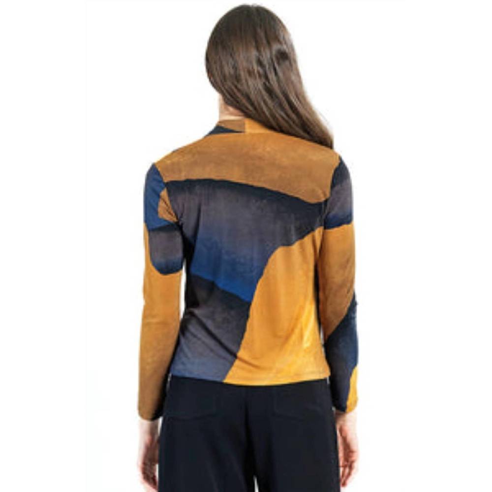 NEW CLARA SUNWOO watercolor crossover faux wrap top in yellow - Picture 3 of 3